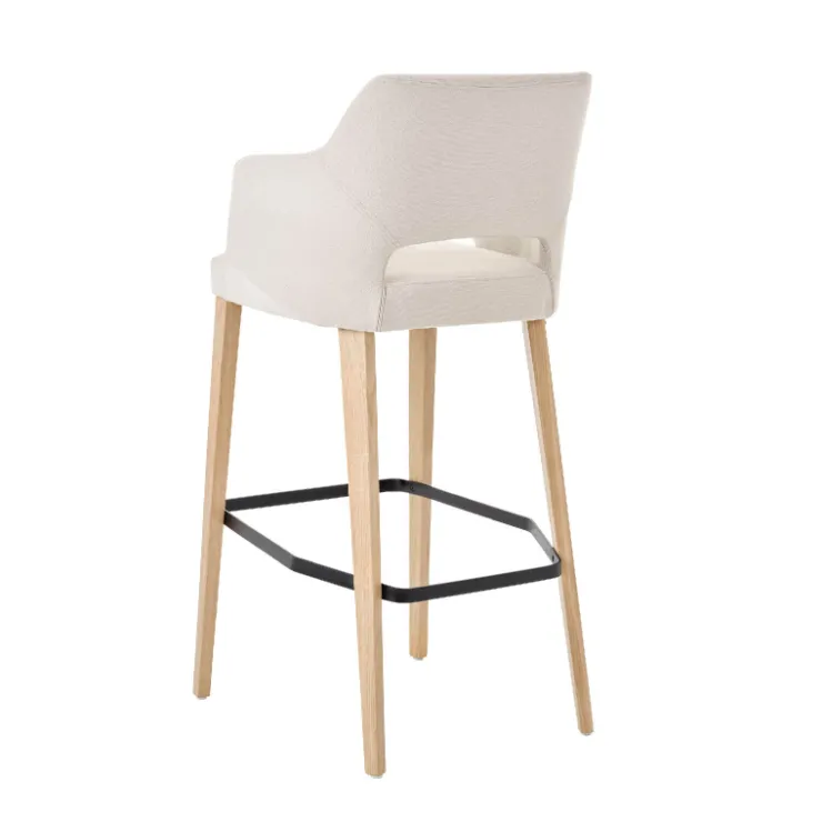 Mobitec Tabouret De Bar (assise +/- 80 Cm)*Lena ® Tabouret de bar en tissu avec accoudoirs et pieds en bois