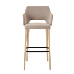 Mobitec Tabouret De Bar (assise +/- 80 Cm)*Lena ® Tabouret de bar en tissu avec accoudoirs et pieds en bois