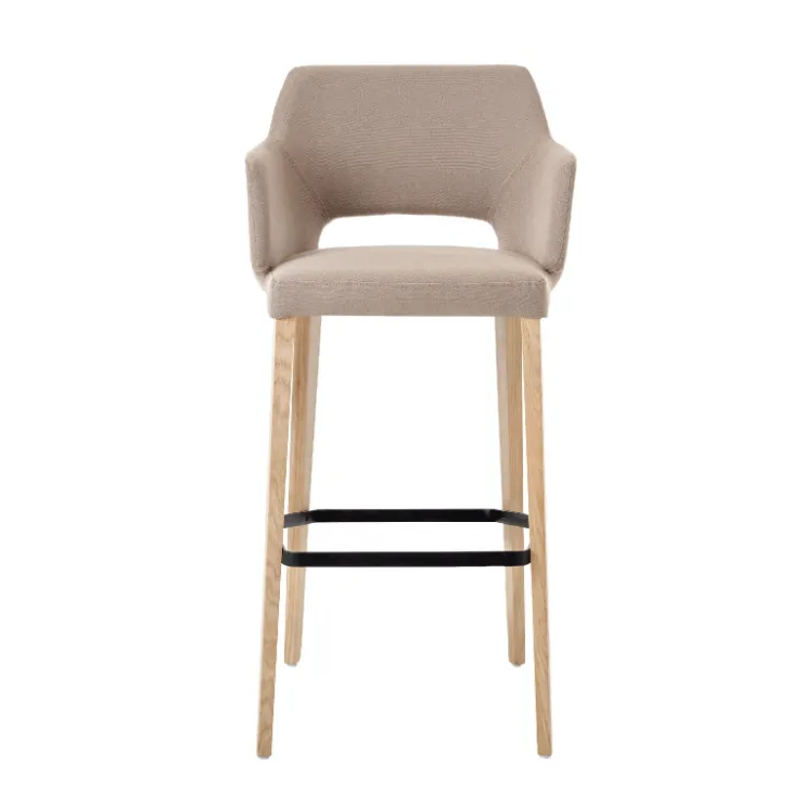 Mobitec Tabouret De Bar (assise +/- 80 Cm)*Lena ® Tabouret de bar en tissu avec accoudoirs et pieds en bois