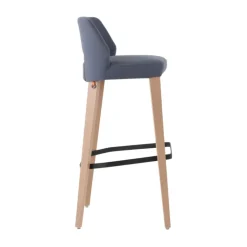 Mobitec Tabouret De Bar (assise +/- 80 Cm)*Lena ® Tabouret de bar en tissu avec dossier bas et pieds en bois