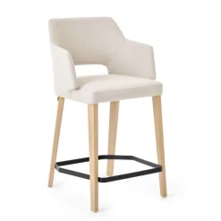 Mobitec Tabouret Snack (assise +/- 65 Cm)|Tabouret De Bar (assise +/- 80 Cm)*Lena ® Tabouret snack en tissu avec accoudoirs et pieds en bois