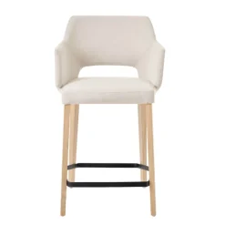 Mobitec Tabouret Snack (assise +/- 65 Cm)|Tabouret De Bar (assise +/- 80 Cm)*Lena ® Tabouret snack en tissu avec accoudoirs et pieds en bois