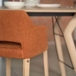 Mobitec Tabouret Snack (assise +/- 65 Cm)|Tabouret De Bar (assise +/- 80 Cm)*Lena ® Tabouret snack en tissu avec accoudoirs et pieds en bois