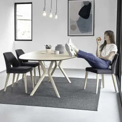 Mobitec Chaise De Salle à Manger|Chaise Salon*Lena ® Chaise ajourée en tissu et pieds bois style moderne