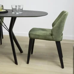 Mobitec Chaise De Salle à Manger|Chaise Salon*Lena ® Chaise ajourée en tissu et pieds bois style moderne