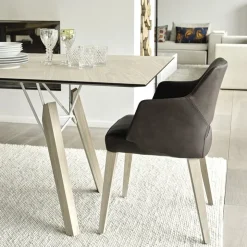 Mobitec Chaise De Salle à Manger|Chaise Salon*Lena ® Fauteuil scandinave bois et tissu avec dossier ajouré