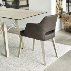 Mobitec Chaise De Salle à Manger|Chaise Salon*Lena ® Fauteuil scandinave bois et tissu avec dossier ajouré