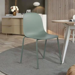 Chaise De Cuisine|Chaise De Salle à Manger*LilyChaise coque moderne empilable en polypropylène avec pieds en métal