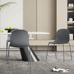 Chaise De Cuisine|Chaise De Salle à Manger*LilyChaise coque moderne empilable en polypropylène avec pieds en métal