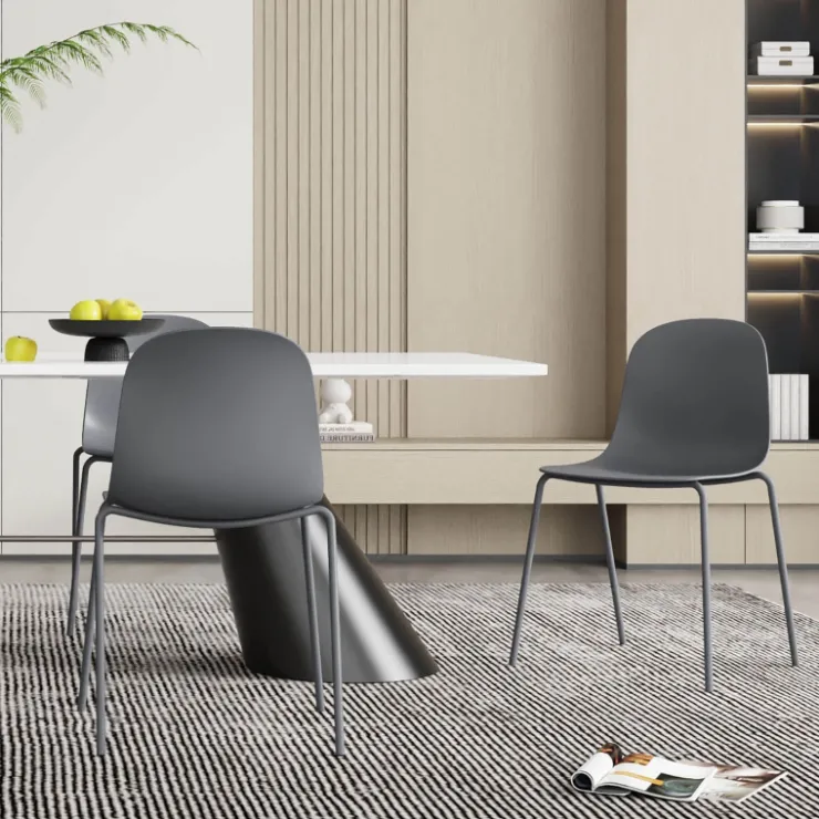 Chaise De Cuisine|Chaise De Salle à Manger*LilyChaise coque moderne empilable en polypropylène avec pieds en métal