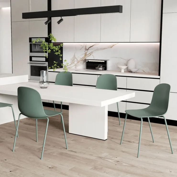 Chaise De Cuisine|Chaise De Salle à Manger*LilyChaise coque moderne empilable en polypropylène avec pieds en métal