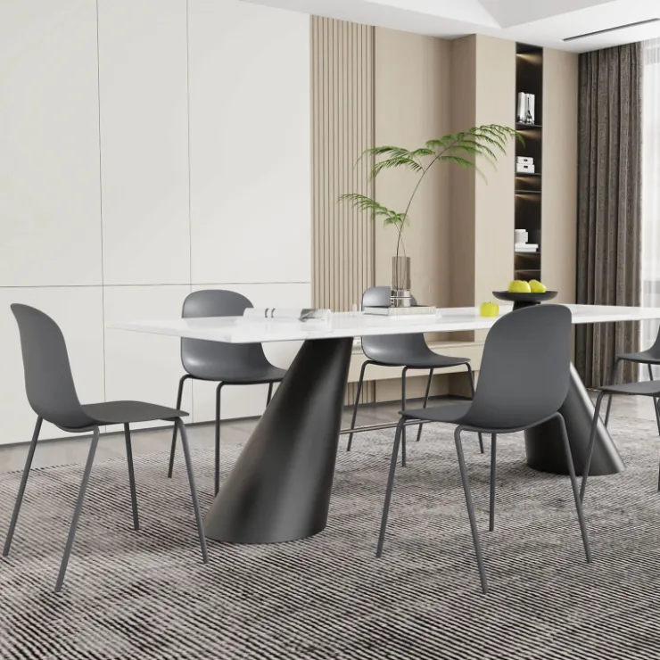 Chaise De Cuisine|Chaise De Salle à Manger*LilyChaise coque moderne empilable en polypropylène avec pieds en métal