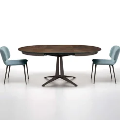 Midj Table De Salle à Manger*Link ® Table design ronde extensible en céramique pied central en métal