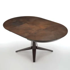Midj Table De Salle à Manger*Link ® Table design ronde extensible en céramique pied central en métal