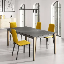 Cancio Table De Salle à Manger*London Table en Dekton avec pieds métal et bois