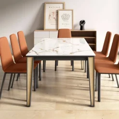 Cancio Table De Salle à Manger*London Table en Dekton extensible avec pieds en métal et bois