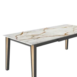 Cancio Table De Salle à Manger*London Table en Dekton extensible avec pieds en métal et bois