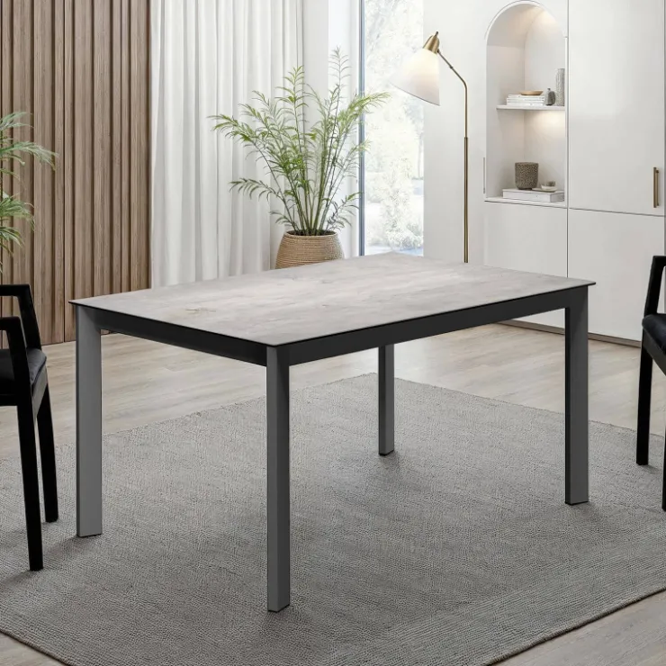 Cancio Table De Salle à Manger*Lotus Table contemporaine en céramique avec pieds en métal