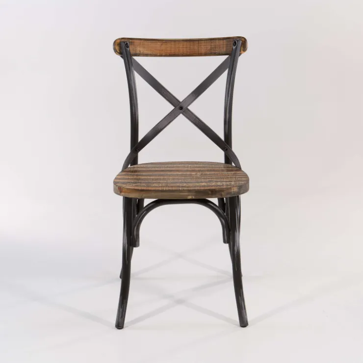 Chaise De Cuisine*MadieChaise bistrot vintage en bois et métal noir patiné