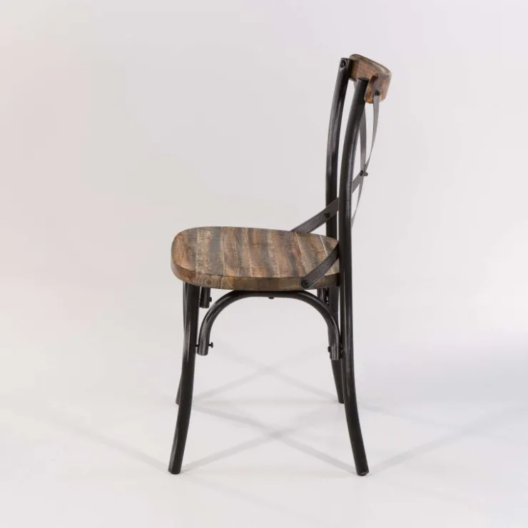 Chaise De Cuisine*MadieChaise bistrot vintage en bois et métal noir patiné