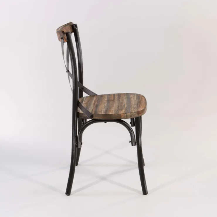 Chaise De Cuisine*MadieChaise bistrot vintage en bois et métal noir patiné