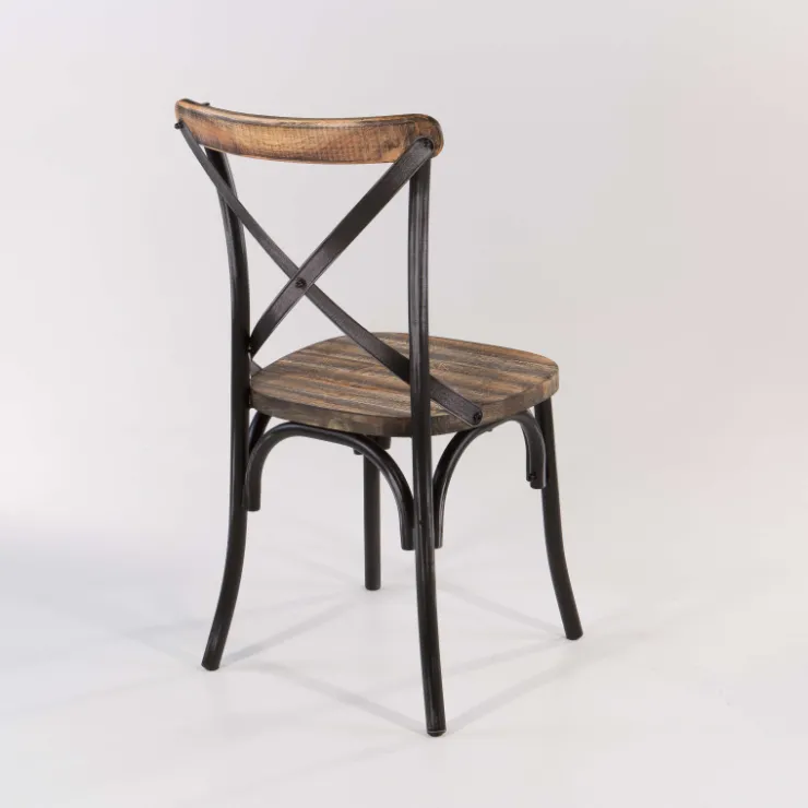 Chaise De Cuisine*MadieChaise bistrot vintage en bois et métal noir patiné