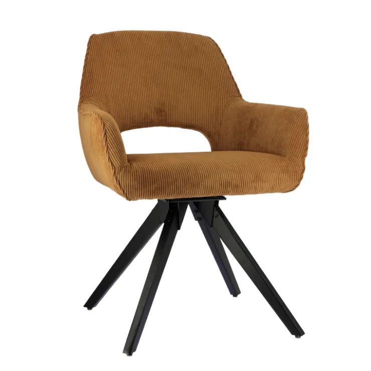 Chaise De Salle à Manger|Chaise De Bureau*Marius Fauteuil cocooning pivotant en tissu avec pieds bois