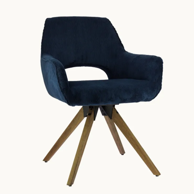 Chaise De Salle à Manger|Chaise De Bureau*Marius Fauteuil cocooning pivotant en tissu avec pieds bois