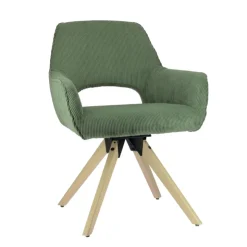 Chaise De Salle à Manger|Chaise De Bureau*Marius Fauteuil cocooning pivotant en tissu avec pieds bois