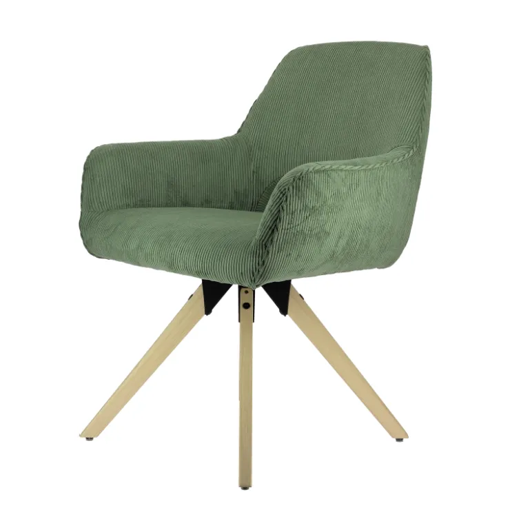 Chaise De Salle à Manger|Chaise De Bureau*Marius Fauteuil cocooning pivotant en tissu avec pieds bois