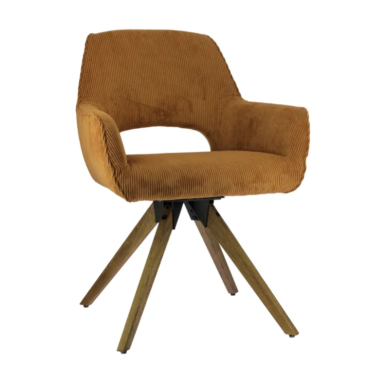 Chaise De Salle à Manger|Chaise Salon*Marius Fauteuil cocooning en tissu avec pieds bois massif