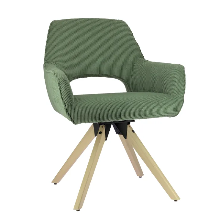 Chaise De Salle à Manger|Chaise Salon*Marius Fauteuil cocooning en tissu avec pieds bois massif