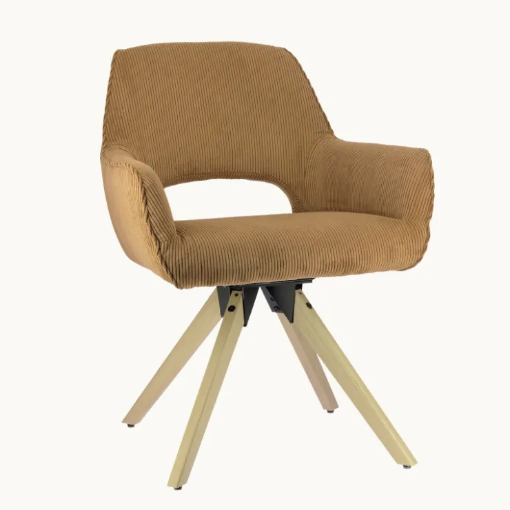 Chaise De Salle à Manger|Chaise Salon*Marius Fauteuil cocooning en tissu avec pieds bois massif