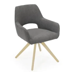 Chaise De Salle à Manger|Chaise Salon*Marius Fauteuil cocooning en tissu avec pieds bois massif