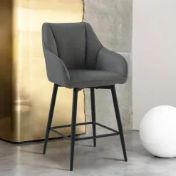 Tabouret Snack (assise +/- 65 Cm)|Tabouret De Bar (assise +/- 80 Cm)*MartinTabouret snack pivotant avec accoudoirs en tissu recyclé et pieds en métal