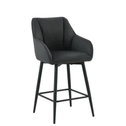 Tabouret Snack (assise +/- 65 Cm)|Tabouret De Bar (assise +/- 80 Cm)*MartinTabouret snack pivotant avec accoudoirs en tissu recyclé et pieds en métal