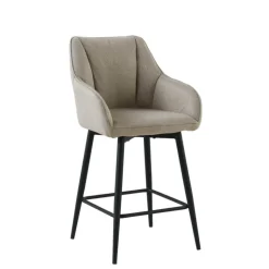 Tabouret Snack (assise +/- 65 Cm)|Tabouret De Bar (assise +/- 80 Cm)*MartinTabouret snack pivotant avec accoudoirs en tissu recyclé et pieds en métal