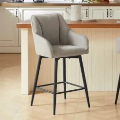 Tabouret Snack (assise +/- 65 Cm)|Tabouret De Bar (assise +/- 80 Cm)*MartinTabouret snack pivotant avec accoudoirs en tissu recyclé et pieds en métal