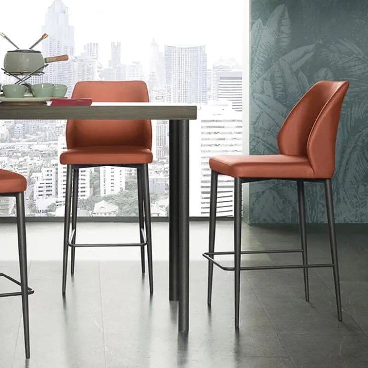 Europea Tabouret Snack (assise +/- 65 Cm)|Tabouret De Bar (assise +/- 80 Cm)*Mathilde Tabouret snack moderne rembourré pieds en métal
