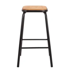 Tabouret Snack (assise +/- 65 Cm)|Tabouret De Bar (assise +/- 80 Cm)*MaxTabouret snack industriel sans dossier en métal assise bois