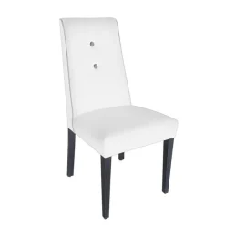 Lujosa Chaise De Salle à Manger|Chaise Salon*Mila Chaise en tissu rembourrée avec boutons sur le dossier pieds bois