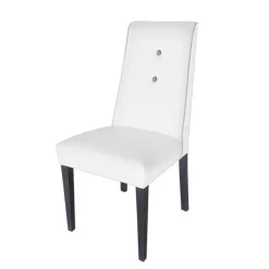 Lujosa Chaise De Salle à Manger|Chaise Salon*Mila Chaise en tissu rembourrée avec boutons sur le dossier pieds bois