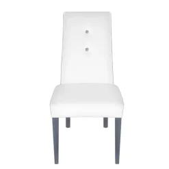 Lujosa Chaise De Salle à Manger|Chaise Salon*Mila Chaise en tissu rembourrée avec boutons sur le dossier pieds bois
