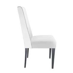 Lujosa Chaise De Salle à Manger|Chaise Salon*Mila Chaise en tissu rembourrée avec boutons sur le dossier pieds bois