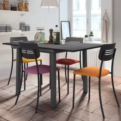 Perfecta Chaise De Cuisine*Miro 2 Chaise de cuisine en simili rembourrée avec pieds et dossier strié en métal