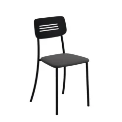 Perfecta Chaise De Cuisine*Miro 2 Chaise de cuisine en simili rembourrée avec pieds et dossier strié en métal
