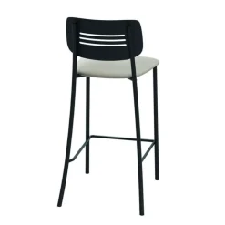 Perfecta Tabouret Snack (assise +/- 65 Cm)|Tabouret De Bar (assise +/- 80 Cm)*Miro Tabouret snack de cuisine en simili rembourré avec dossier strié en métal