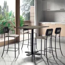 Perfecta Tabouret Snack (assise +/- 65 Cm)|Tabouret De Bar (assise +/- 80 Cm)*Miro Tabouret snack de cuisine en simili rembourré avec dossier strié en métal