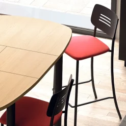 Perfecta Tabouret Snack (assise +/- 65 Cm)|Tabouret De Bar (assise +/- 80 Cm)*Miro Tabouret snack de cuisine en simili rembourré avec dossier strié en métal
