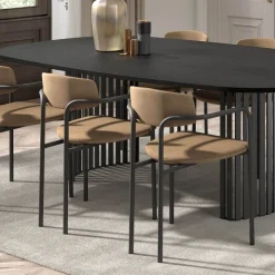 Perfecta Chaise De Salle à Manger|Chaise Salon*Mirror Chaise moderne en tissu avec accoudoirs et pieds en métal